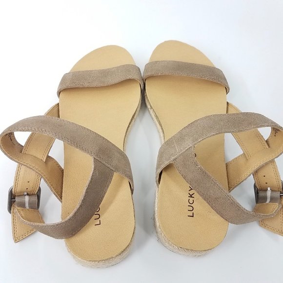 Lucky Brand Gadine Tan Suede Espadrille Sandals - Picture 3 of 13
